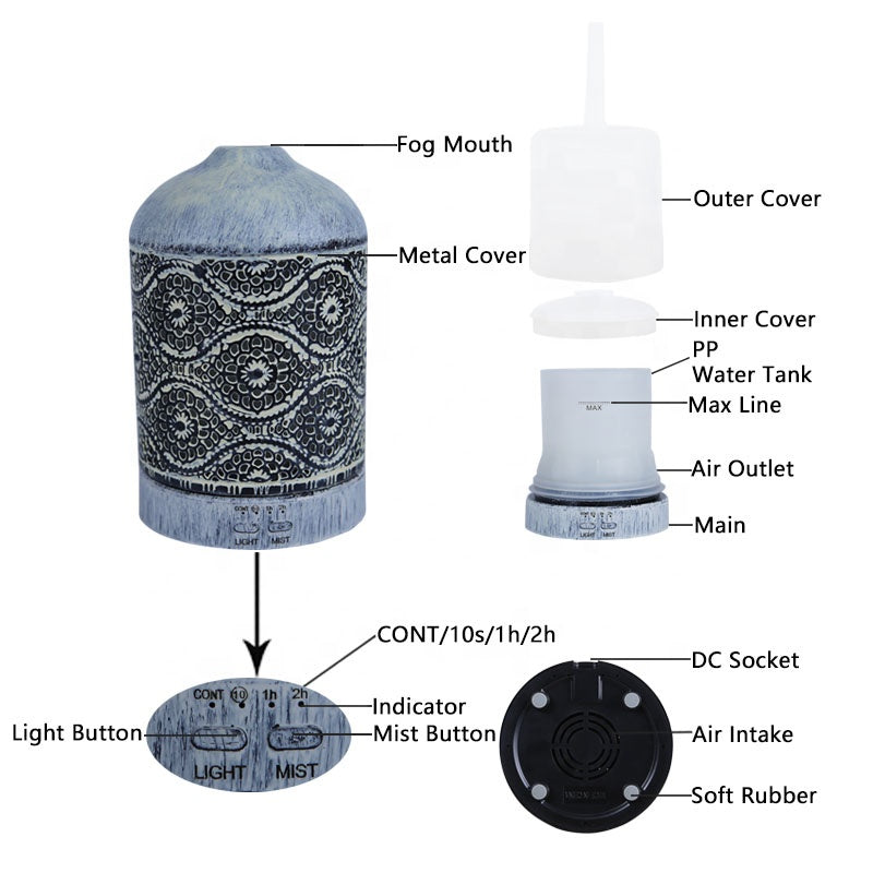 Mystic Glow Metal Aromatherapy Diffuser by Aura Maestro